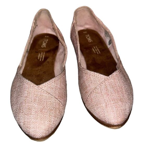 Tom’s Women’s Jutti Flats Light Pink Linen Size 6 - Picture 3 of 10